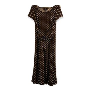 Perceptions XL Navy and tan polka dot dress
